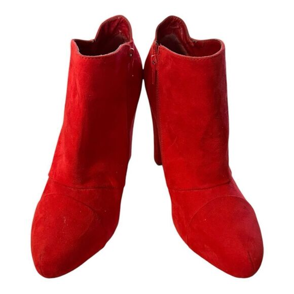 Qupid Women's Red Suede Platform Ankle Boots Booties 10 - Picture 3 of 6